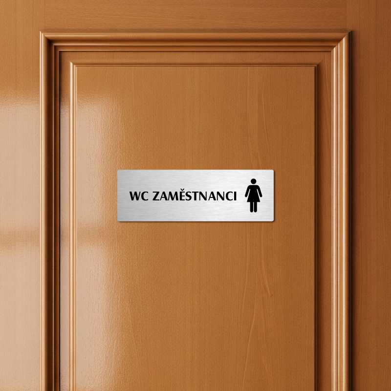 WC zaměstnanci ženy, 240x79mm, zlatá popiska s okrasným rámečkem  